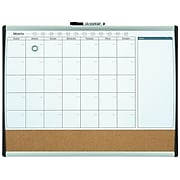 Staples 2'W x 1.5'H Magnetic Cork & Dry Erase Calendar Whiteboard, Black/Silver Frame (52487/28214)