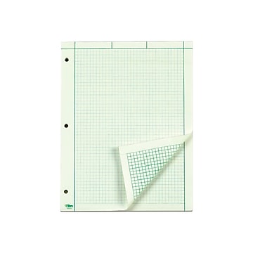 TOPS Engineering Computation Notepad, 8.5" x 11", Graph Ruled, Green tint, 100 Sheets/Pad (TOP 35500)