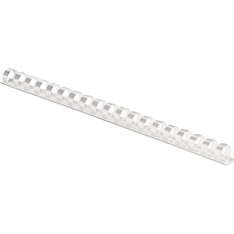 Fellowes 1/2" Plastic Binding Spine Comb, 90 Sheet Capacity, White, 100/Pack (52372) image 1