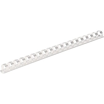 Fellowes 1/2" Plastic Binding Spine Comb, 90 Sheet Capacity, White, 100/Pack (52372)