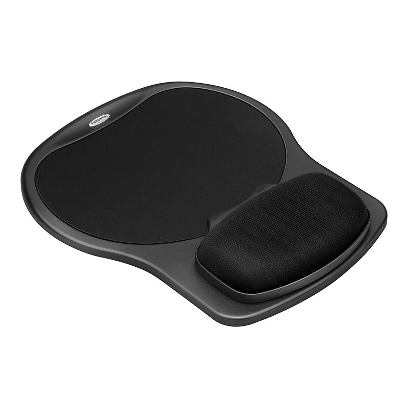 Fellowes Easy Glide Gel Mouse Pad/Wrist Rest Combo, Non-Skid Base, Black (93730) image 1