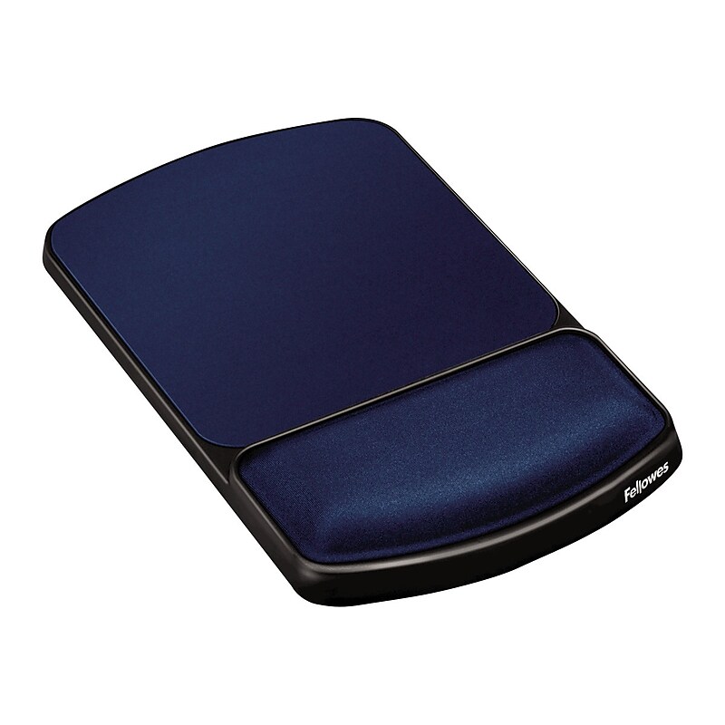 Fellowes Gel Mouse Pad/Wrist Rest Combo, Non-Skid Base, Sapphire/Black (98741) image 1