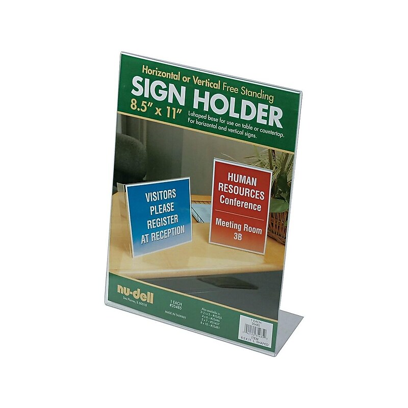 NuDell Sign Holder, 8.5" x 11", Clear Plastic (35485) image 1