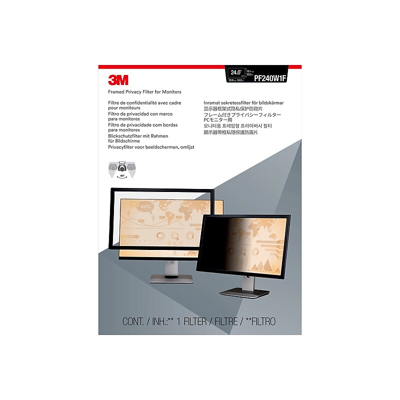 3M™ Framed Privacy Filter for 24" Widescreen Monitor (16:9) (PF240W1F) image 1