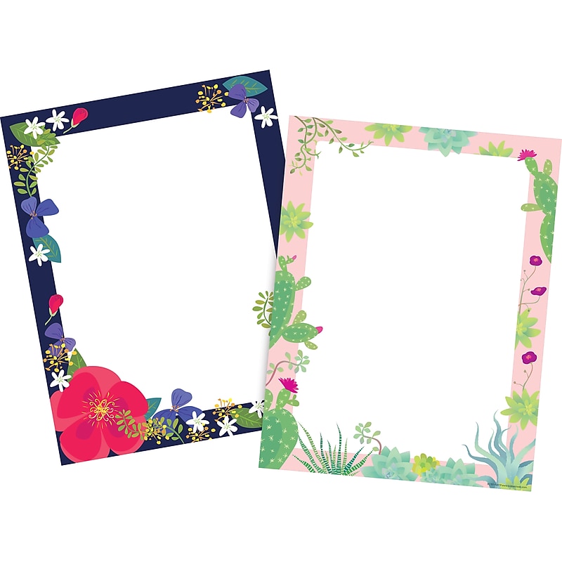 Barker Creek Petals & Prickles Computer Paper, 8.5" x 11", 60 lbs., Multicolored, 100 Sheets/Pack (BC3882) image 1