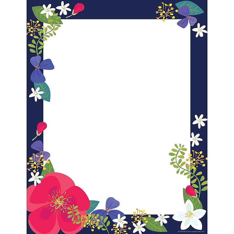 Barker Creek Petals & Prickles Computer Paper, 8.5" x 11", 60 lbs., Multicolored, 50 Sheets/Pack (BC700) image 1
