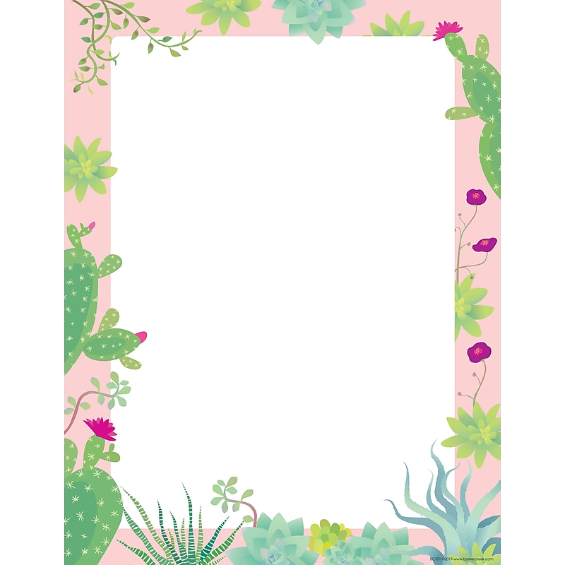 Barker Creek Petals & Prickles Computer Paper, 8.5" x 11", 60 lbs., Multicolored, 50 Sheets/Pack (BC701) image 1