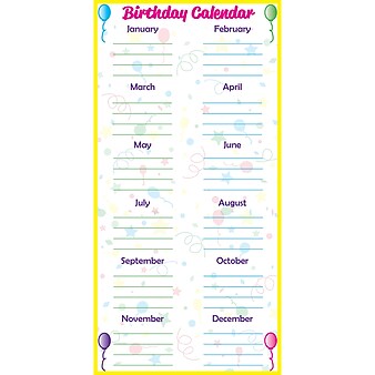 Flipside Frameworks™ Low-Tac Birthday Calendar Vertical, 24" x 48" (FLP90703)