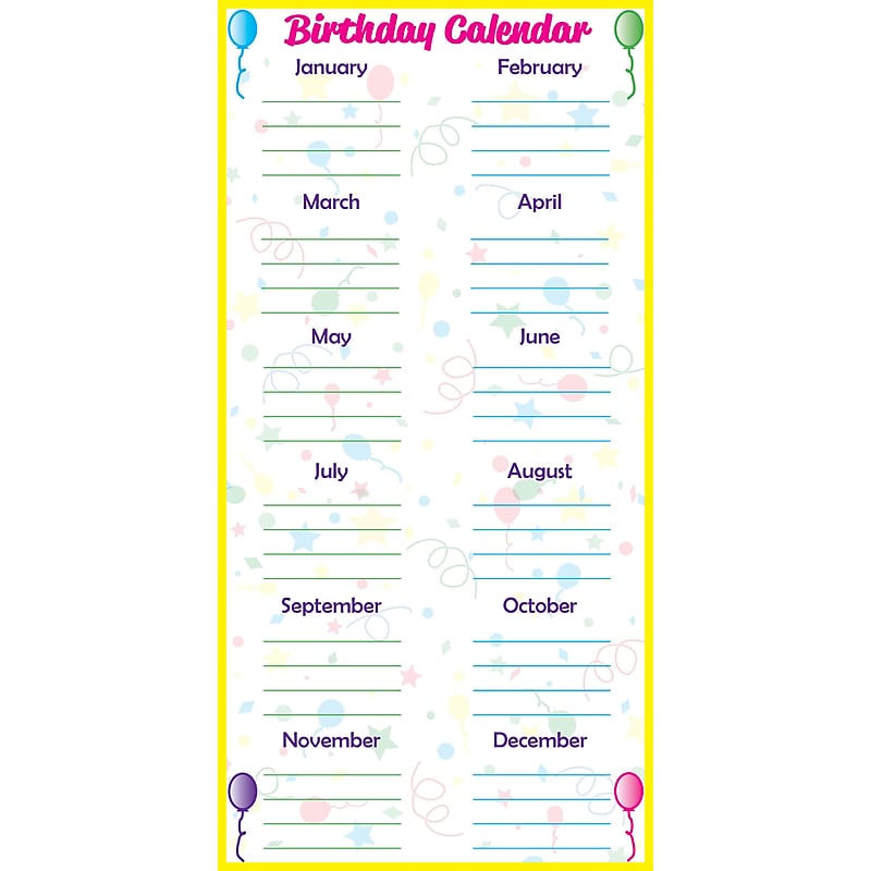 Flipside Frameworks™ Low-Tac Birthday Calendar Vertical, 24" x 48" (FLP90703) image 1