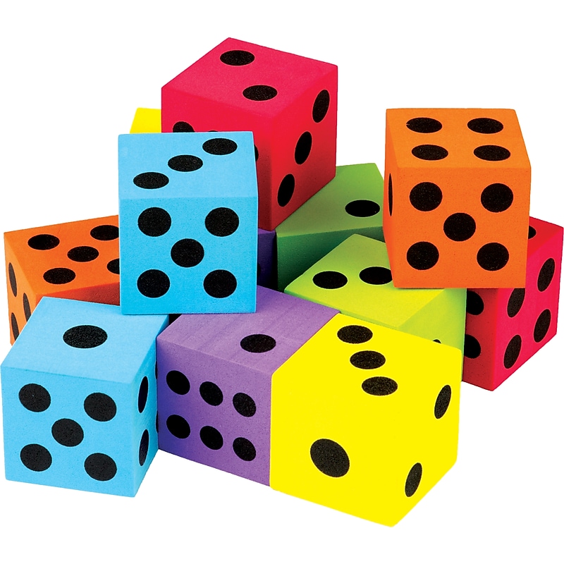 Teacher Created Resources Colorful Large Foam Dice, 12 Per Pack, 3 Packs (TCR20809) image 1