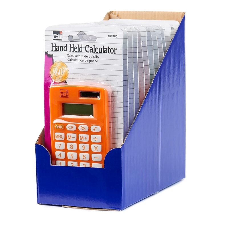 Charles Leonard Hand Held Calculator, Assorted Colors, Pack of 12 (CHL39100ST) image 1