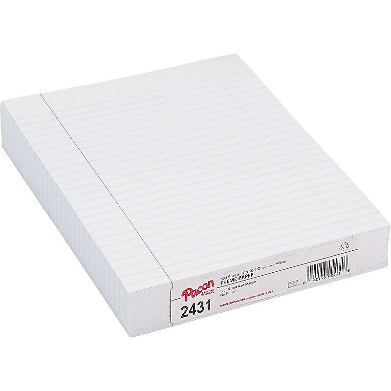 Pacon Wide Ruled Filler Paper, 8" x 10.5", 500 Sheets/Pack (P2431) image 1
