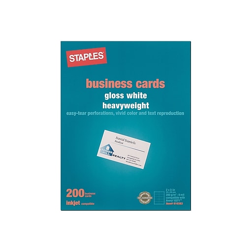 Staples® Business Cards, 3.5 x 2, Matte White, 250/Pack (ST12520)