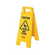 Rubbermaid Commercial Products 25"H x 11"W Wet Floor Sign, Each (FG611277YEL)