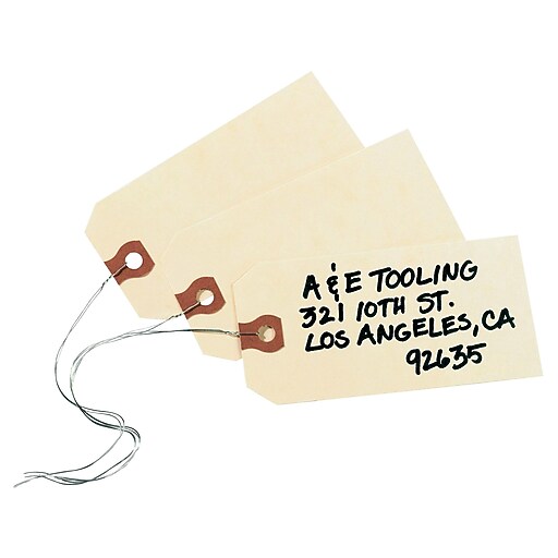Avery Shipping Tags with Wire, 41/4" x 21/8", Manila, 1,000 Tags/Box (12604) Staples