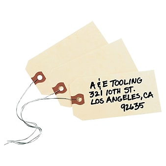 Avery Shipping Tags with Wire, 4-1/4" x 2-1/8", Manila, 1,000 Tags/Box (12604)