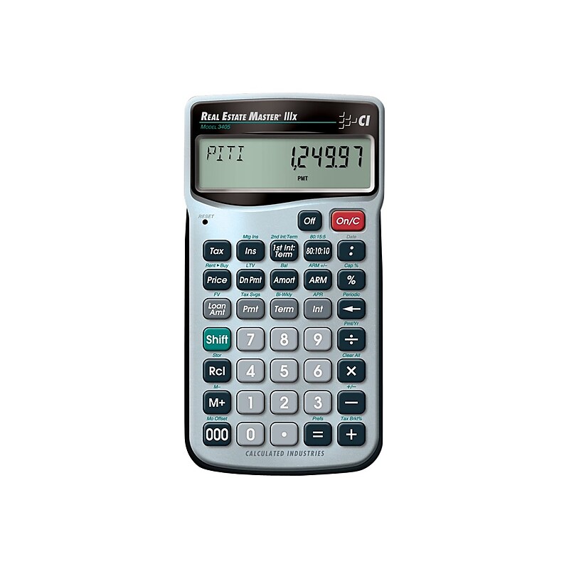 Calculated Industries Master (3405) Real Estate & Mortgage Calculator, Silver/Black image 1