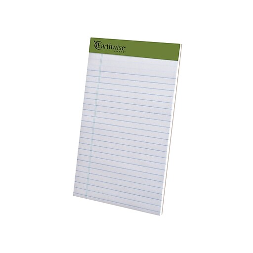 Earthwise by Ampad Notepads, 5" x 8", College Ruled, White, 40 Sheets/Pad, 6 Pads/Pack (40112R
