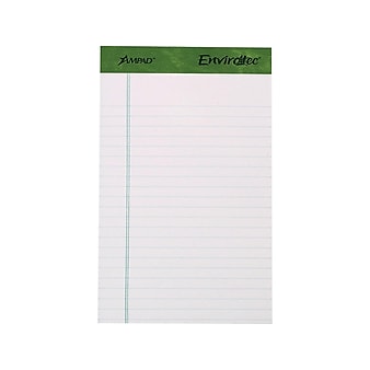 Earthwise by Ampad Notepads, 5" x 8", College Ruled, White, 40 Sheets/Pad, 6 Pads/Pack (40112R)