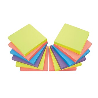 Staples Sticky Notes, 3" x 3" Assorted, 100 Sheets/Pad, 12 Pads/Pack (S-33BR12/52567)