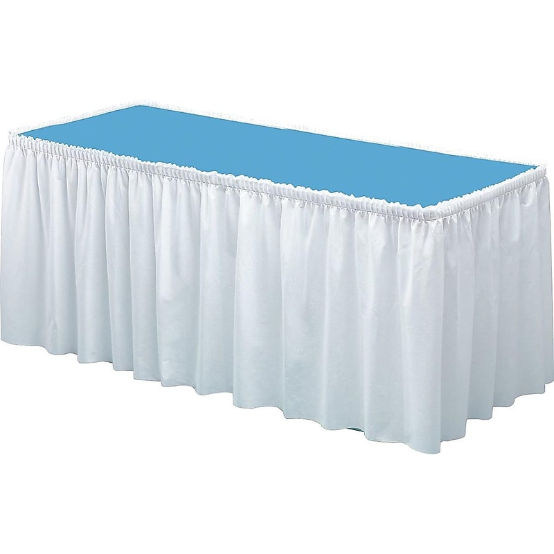 Table Mate Linen Soft 14'W x 29"D Solid Table Skirt White Each (TBL-LS2914-WH) image 1