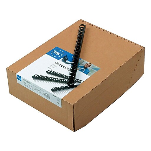 GBC CombBind Plastic Binding Spines, Black, 5/8", 125 Sheet Capacity
