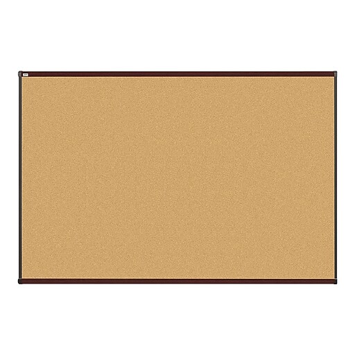 Staples Durable Cork Bulletin Board, Mahogany Frame, 6'W x 4'H (23692CC) at Staples