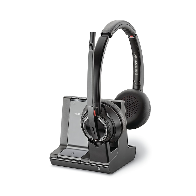 Poly Savi 8200 Series W8220-M Wireless Noise Canceling Stereo Headset, Over-the-Head, Black (7S4B6AA#ABA) image 1