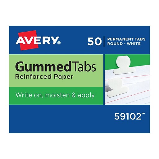 Avery® Gummed Index Tabs, White Round Tabs at Staples