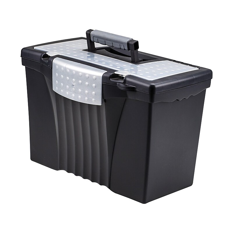 Storex File Storage Box with Organizer Lid, Letter/Legal Size, Black (61510U01C) image 1