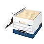 Bankers Box Heavy-Duty FastFold File Storage Boxes, Lift-Off Lid, Letter/Legal Size, White/Blue, 12/Carton (00709)~#|#~sp40285663_sc7