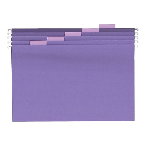 Staples Hanging File Folders, 5 Tab, Legal Size, Purple, 25/Box (419218