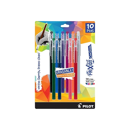 Pilot FriXion ColorSticks Erasable Gel Ink Pen, Fine Point, Assorted Ink, 10Pack at Staples