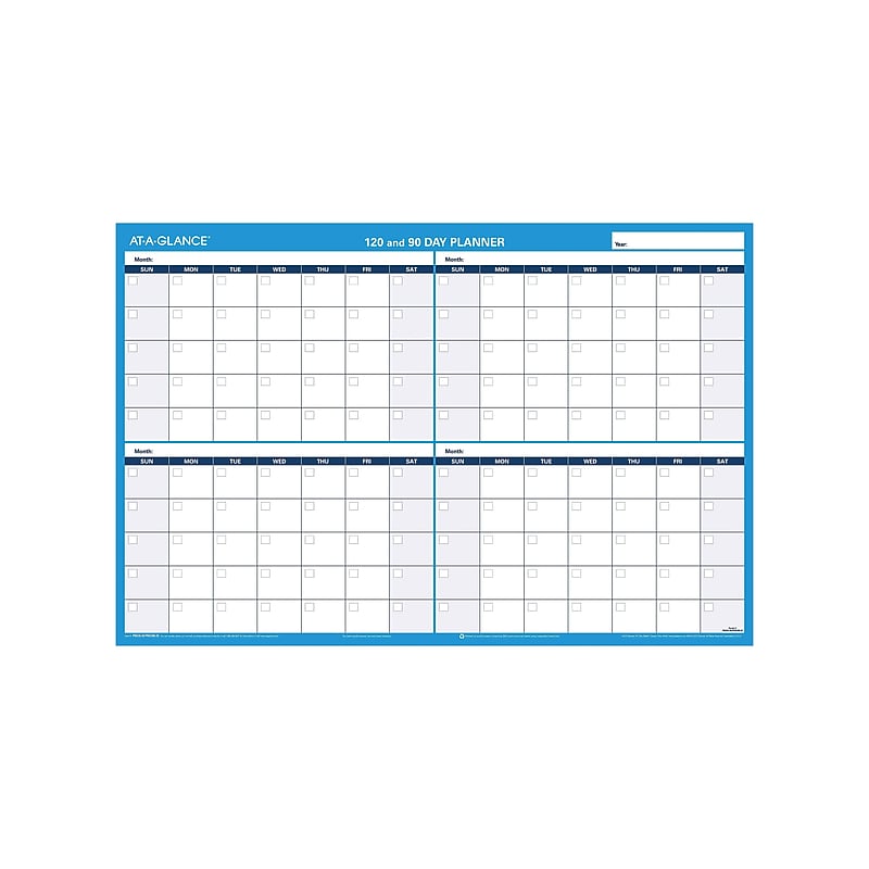 AT-A-GLANCE 90-120 Day 24"H x 36"W Dry Erase Undated Monthly Wall Calendar, Reversible, Blue (PM239 28) image 1