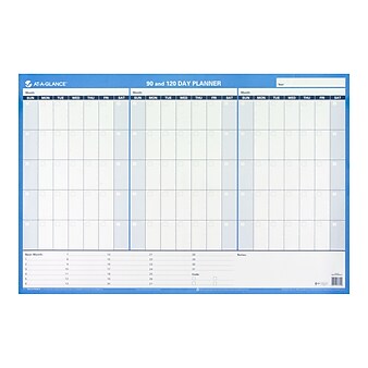 AT-A-GLANCE 90-120 Day 24"H x 36"W Dry Erase Monthly Wall Calendar, Reversible, Blue (PM239 28)