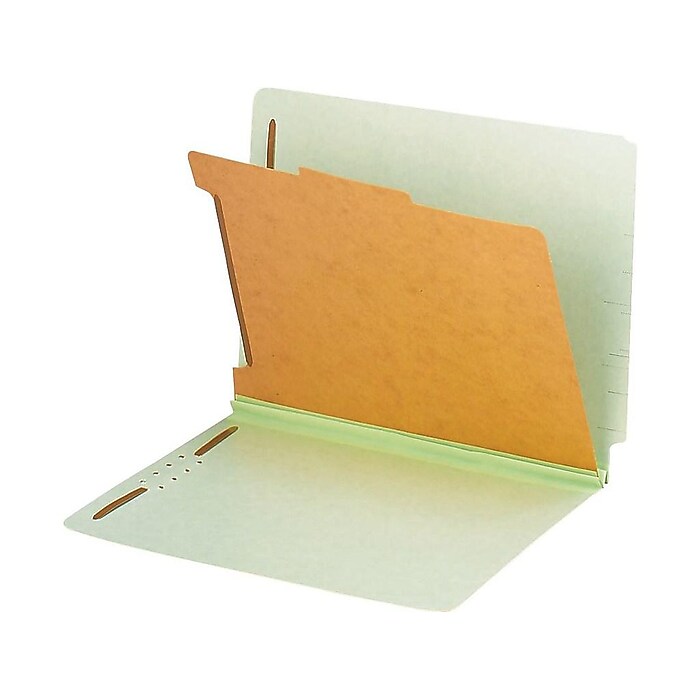 Pendaflex Pressboard Classification Folders – Legal Size, 6 Fasteners, 2 Dividers, Light Green, 10/Box