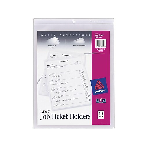 Avery Heavy Duty Vinyl Job Ticket Holders, 9" x 12", Clear, Top Loading