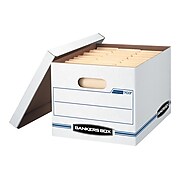 Bankers Box Stor/File™ Corrugated File Storage Boxes, Lift-Off Lid, Letter/Legal Size, White/Blue, 12/Carton (00703)