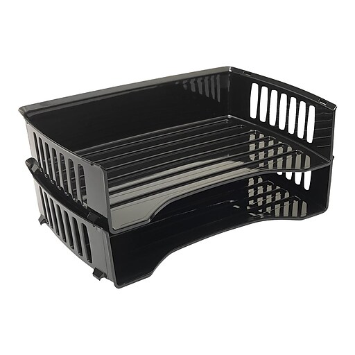 Staples Letter Trays, Black Polystyrene, 2/Pack (18709) at Staples