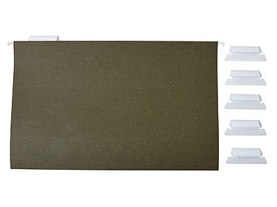 Staples Hanging File Folders, 5 Tab, Legal Size, Standard Green, 50/Box (490853)