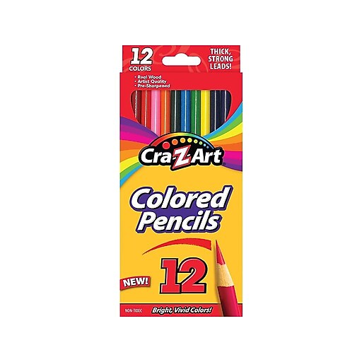 CraZArt Presharpened Colored Pencils, Assorted, 12/Box (r10404) Staples