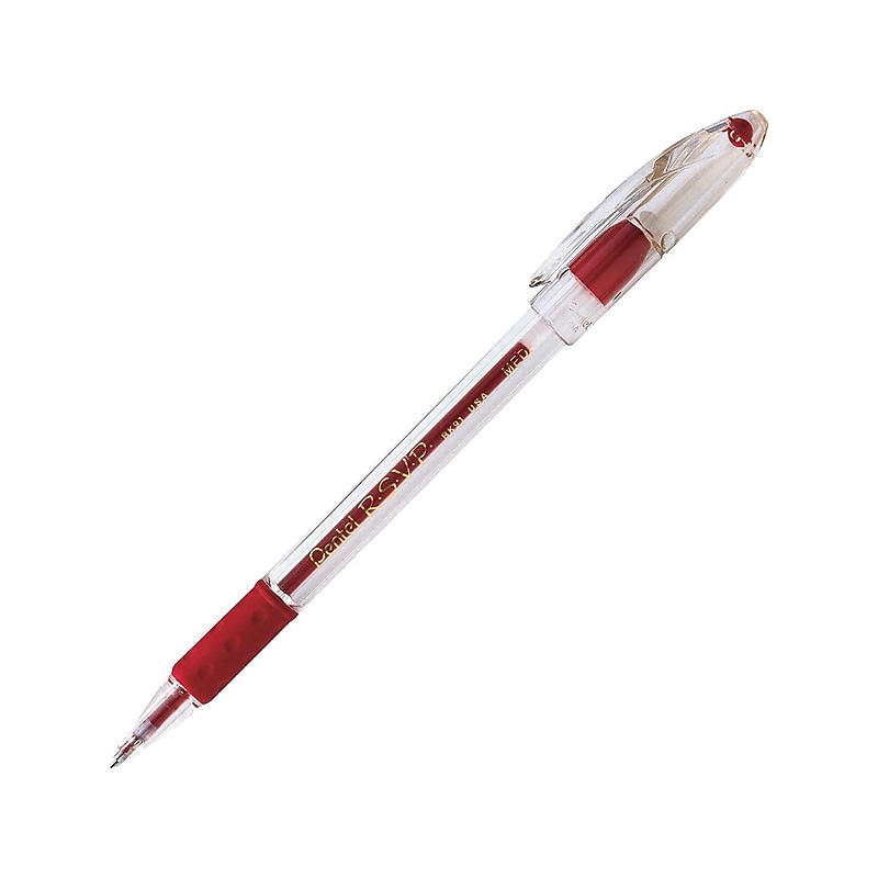 Pentel R.S.V.P. Ballpoint Pens, Medium Point, Red Ink, Dozen (BK91-B) image 1