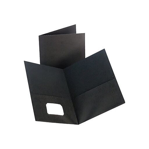 Staples 2-Pocket Laminated Folders Black 10/Pack 905473 