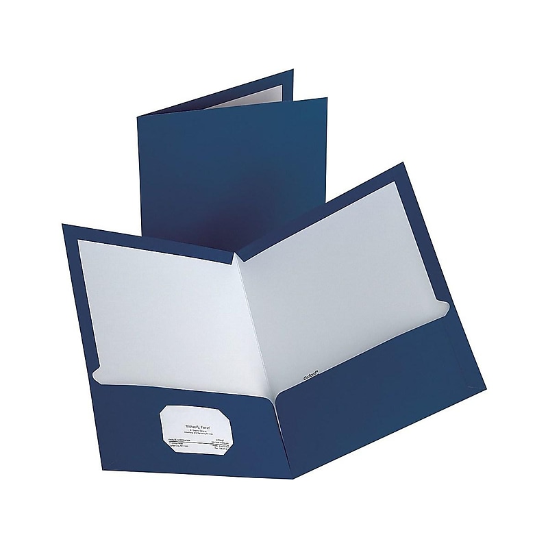 Staples Glossy 2-Pocket Paper Folder, Dark Blue, 10/Pack (13372-CC) image 1