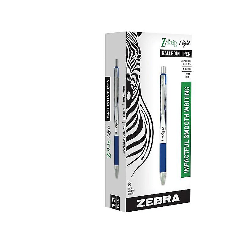 Zebra Z-Grip Flight Retractable Ballpoint Pen, Bold Point, 1.2mm, Blue Ink, Dozen (21920) image 1