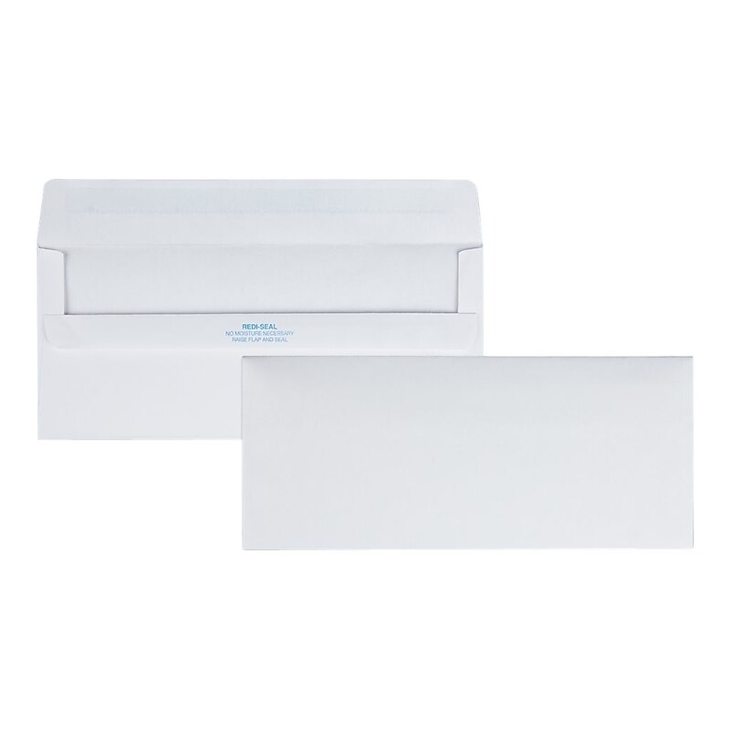 Quality Park Redi-Seal #10 Business Envelopes, 4 1/8" x 9 1/2", White Wove, 500/Box (QUA11118) image 1