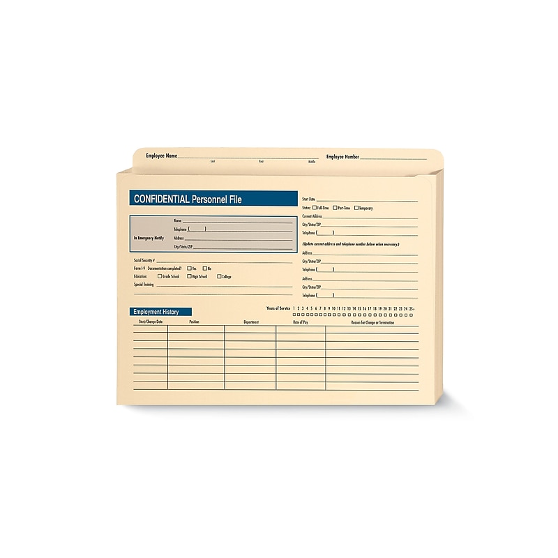 ComplyRight 1-Part Personnel Folder, 25/Pack (A222) image 1