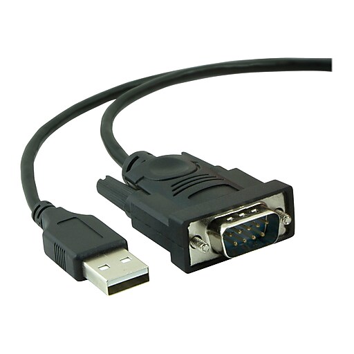 Staples 1' USB to Serial Adapter, Black Staples