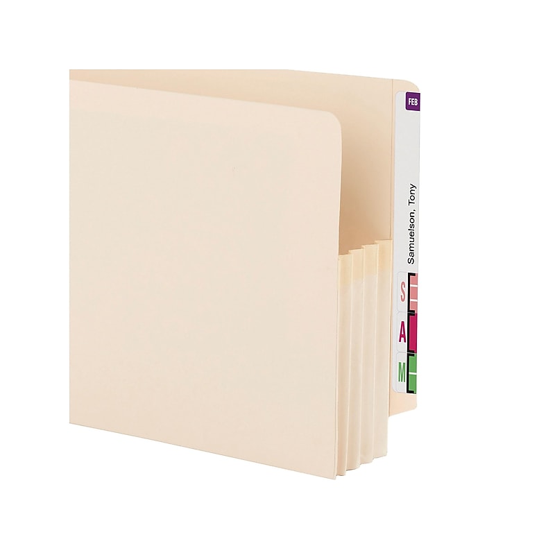 Smead End Tab File Pocket, Reinforced Straight-Cut Tab, 3.5" Expansion, Manila Gusset, Letter Size, Manila, 25/Box (75124) image 1