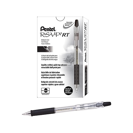 Pentel R.S.V.P. RT Retractable Ballpoint Pens, Medium Point, Black